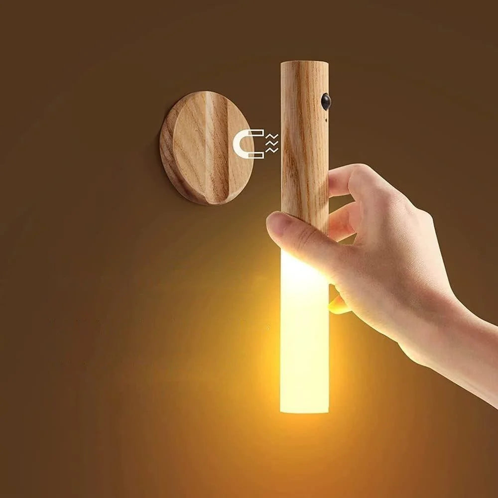 Motion Sensor Wooden Wall Lamp