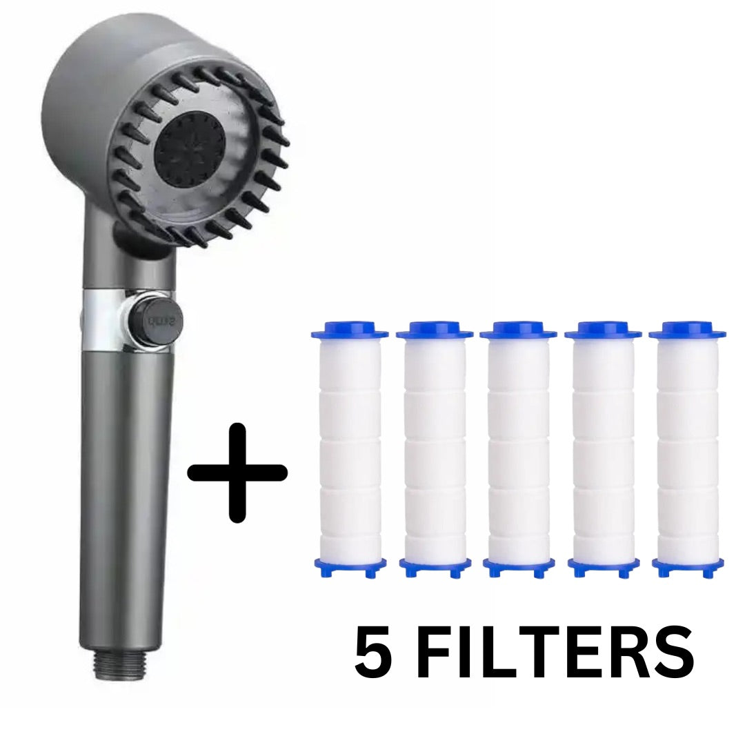 High-Pressure Shower Head + 5 Filters