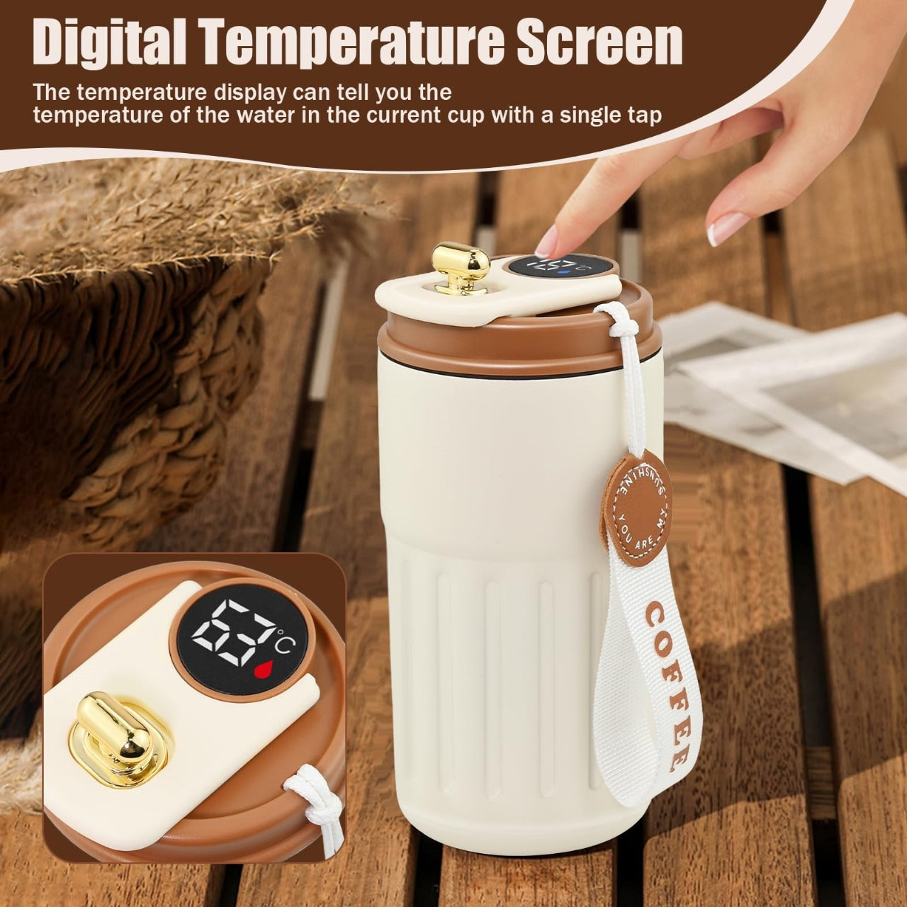 Leakproof Coffee Mug with Temperature Display