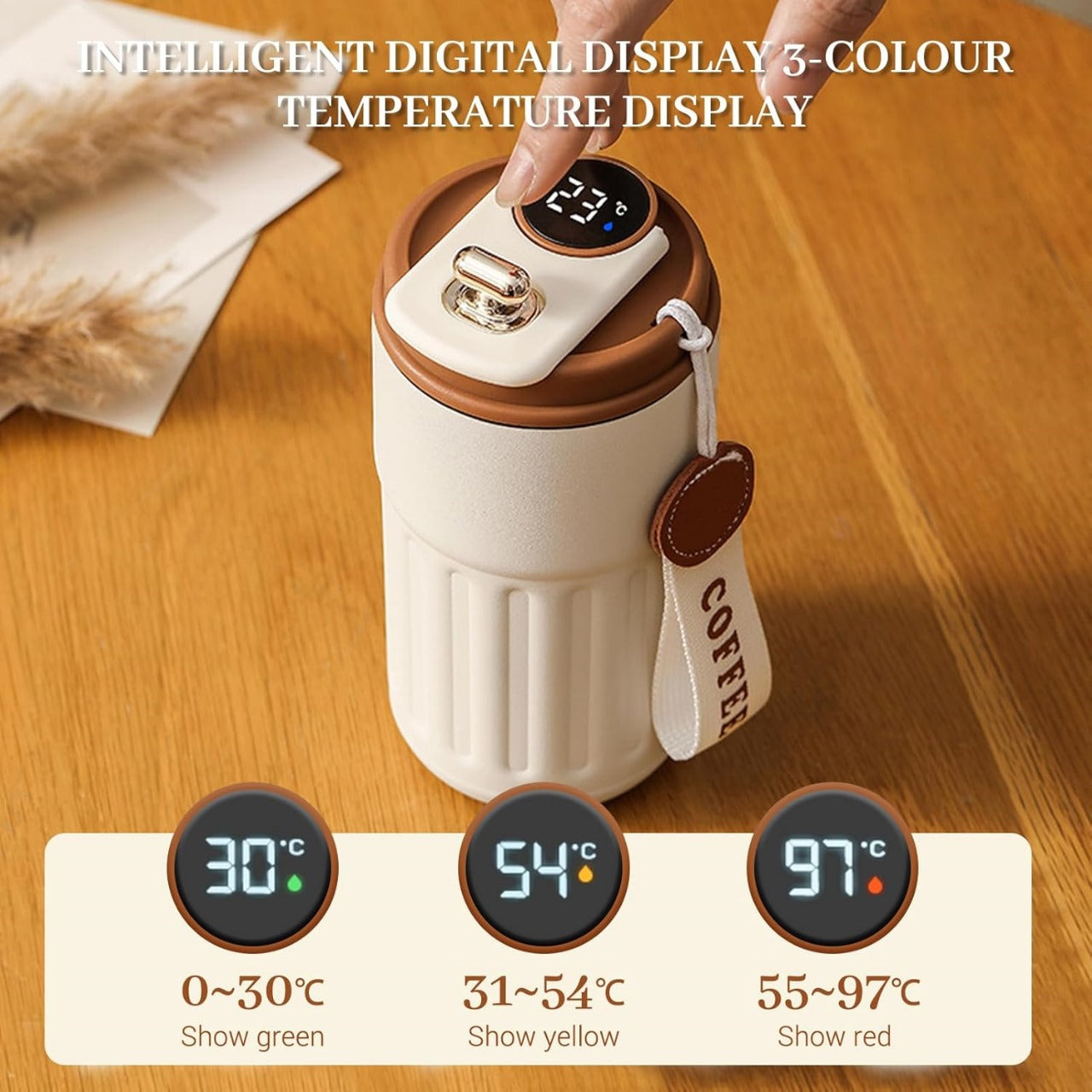 Leakproof Coffee Mug with Temperature Display