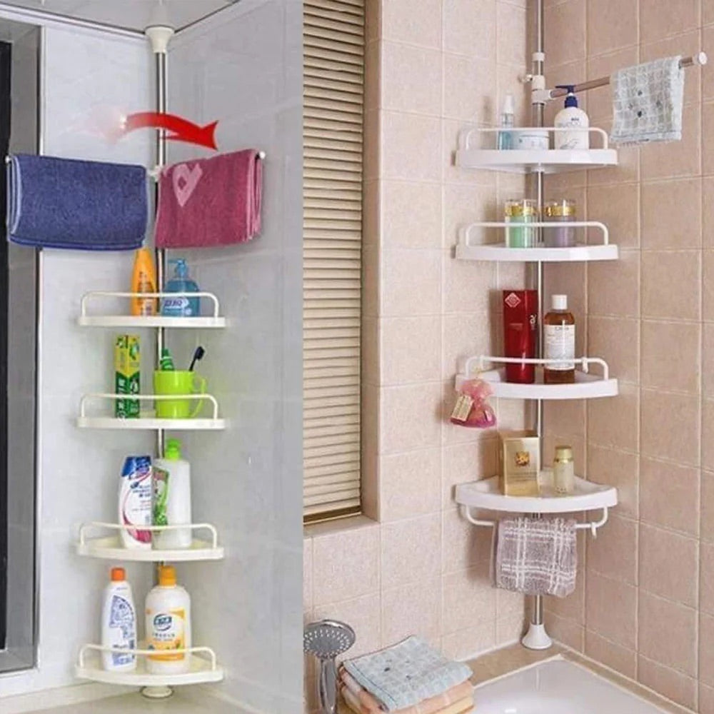 Bathroom Corner Shelf - 4 Layers with Hanging Hook